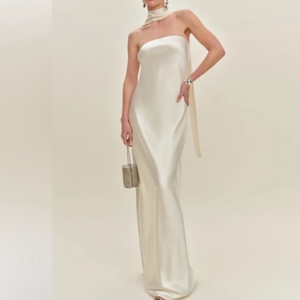Reformation Oren Silk Strapless Dress Bridal